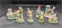 9 Pc. Miniature Bunny Figurines