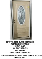 36" RH Oval Deco Fiberglass Ext Door