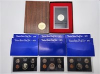 1970-72 US Mint Proof Sets (6) + $1