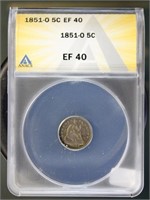 US Coins 1851-O Seated Liberty Half Dime XF40 ANAC