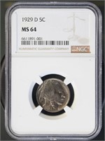 US Coins 1929-D Buffalo Nickel MS64 NGC