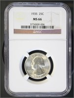 US Coins 1935 Washington Quarter MS66 NGC