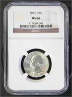 US Coins 1937 Washington Quarter MS66 NGC