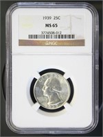 US Coins 1939 Washington Quarter MS65 NGC