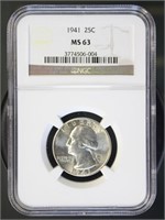 US Coins 1941 Washington Quarter MS63 NGC