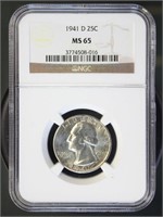 US Coins 1941-D Washington Quarter MS65 NGC