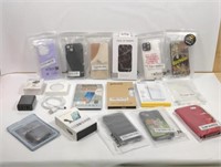 Lot of Phone Cases, Chargers and Tempered Glass
