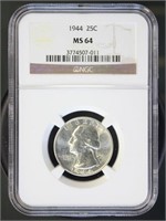 US Coins 1944 Washington Quarter MS64 NGC