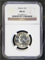 US Coins 1944-D Washington Quarter MS65 NGC