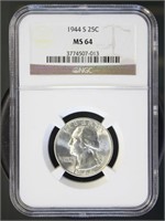US Coins 1944-S Washington Quarter MS64 NGC