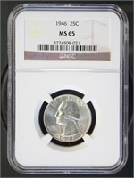 US Coins 1946 Washington Quarter MS65 NGC