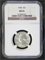 US Coins 1948 Washington Quarter MS65 NGC