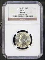 US Coins 1950-S/S FS-501 Washington Quarter MS65 N