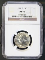 US Coins 1952-D Washington Quarter MS65 NGC