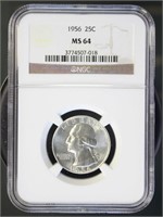 US Coins 1956 Washington Quarter MS64 NGC