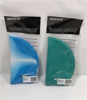 New Lot of 2 Sporti Silicone Swim Cap