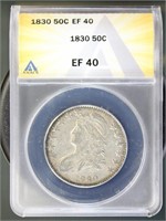 US Coins 1830 Capped Bust Half Dollar XF40 ANACS