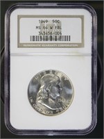 US Coins 1949 Franklin Half Dollar MS64FBL NGC