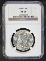 US Coins 1949-S Franklin Half Dollar MS64 NGC