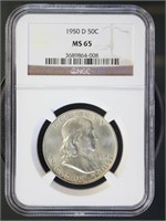 US Coins 1950-D Franklin Half Dollar MS65 NGC