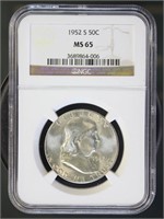 US Coins 1952-S Franklin Half Dollar MS65 NGC