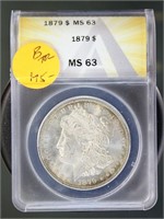 US Coins 1879 Morgan Silver Dollar MS63 ANACS