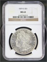 US Coins 1879-S Morgan Silver Dollar MS63 NGC