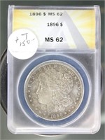 US Coins 1896 Morgan Silver Dollar MS62 ANACS