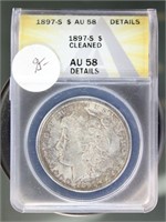 US Coins 1897-S Morgan Silver Dollar AU58 Details