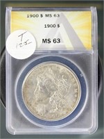 US Coins 1900 Morgan Silver Dollar MS63 ANACS
