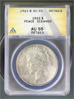 US Coins 1921 Peace Silver Dollar AU55 Details (Cl