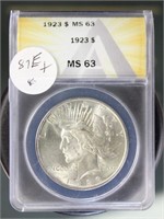 US Coins 1923 Peace Silver Dollar MS63 ANACS