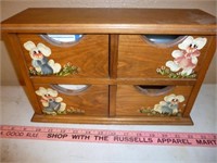 Hand Painted Wood Recipe File Box w/ Recipes