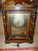 Vintage Wood Case Pendulum Mantle Clock
