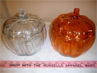Glass Pumpkin Biscuit Jars - 2pc