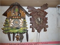 2pc Vintage German Cuckoo Clocks - Parts / Repair