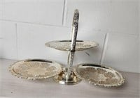 Queen Anne Silver Plated 3-Tier Clamshell Tray