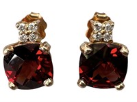 14k Diamond & Garnet Earrings