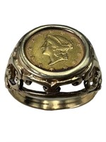 14k Band W/ 1852 Gold Dollar Coin