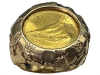 AMAZING 1973 Bahamas 50 Dollar 14k Coin Ring