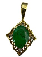 Nissko 10k Diamond & Emerald Pendant