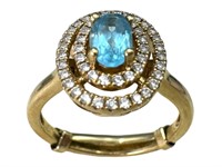 14k Diamond & Blue Stone Ring