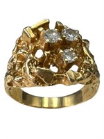 14k Nugget Style Diamond Ring