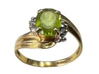 Vintage Sanuk 14k Diamond Peridot Ring