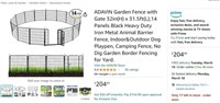 M8129 ADAVIN Garden Fence with Gate 32inH x 14