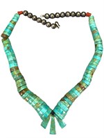 Vintage 925 Turquoise, Coral Necklace