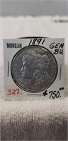 (1) 1891 Morgan Silver One Dollar Coin