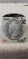 (1) 1890-S Morgan Silver One Dollar Coin