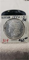 (1) 1882-S Morgan Silver One Dollar Coin