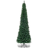 W7600  Costway 9ft Pencil Christmas Tree Green